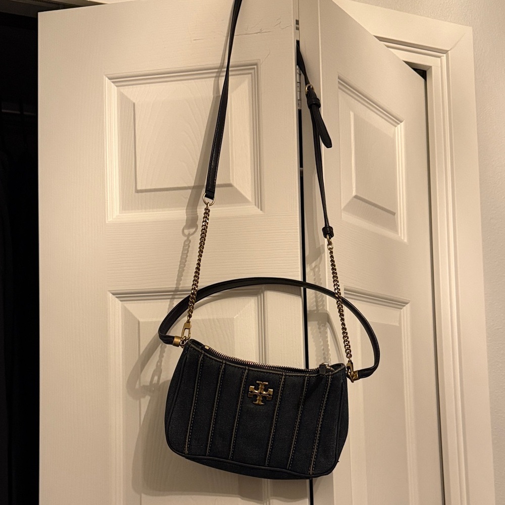 Tory Burch denim and gold Shoulder Bag